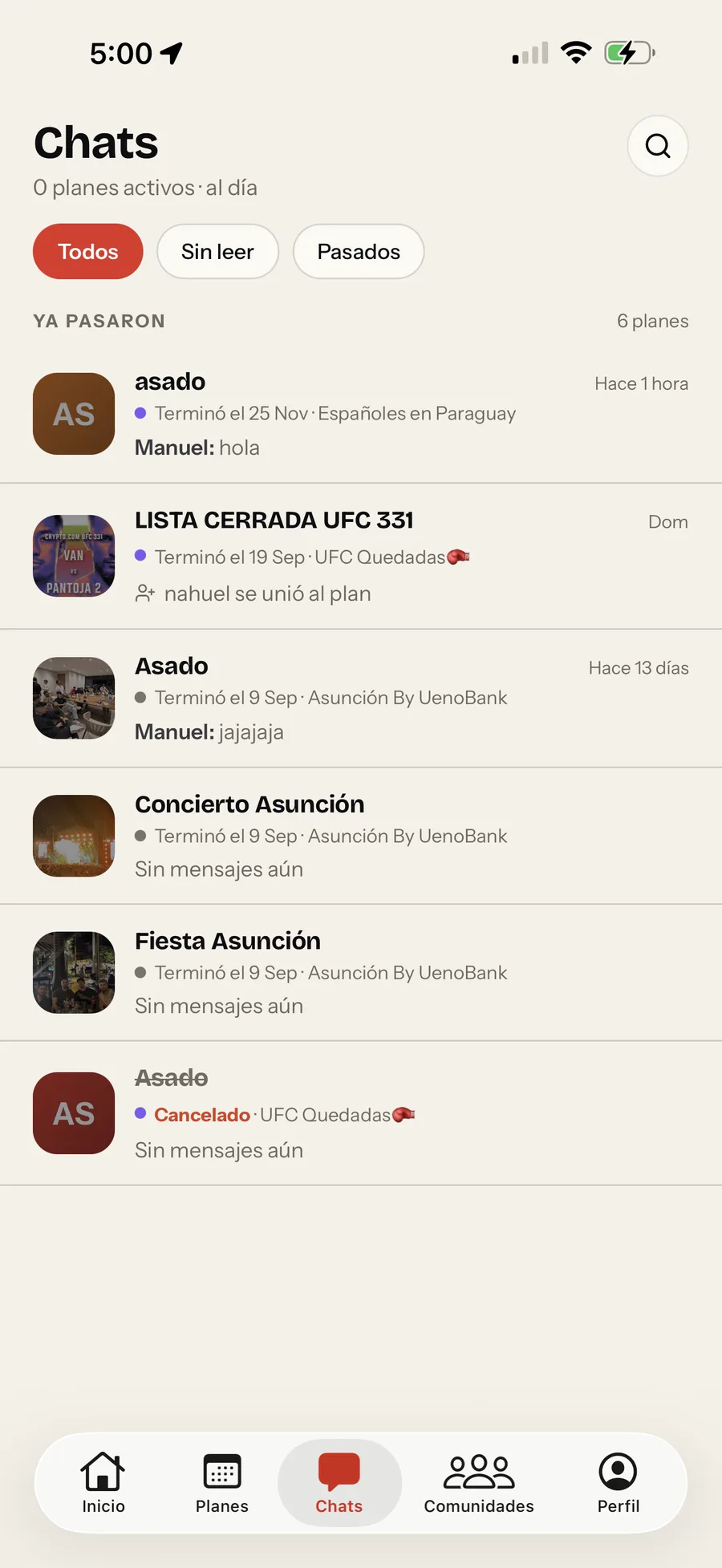 Chats por plan