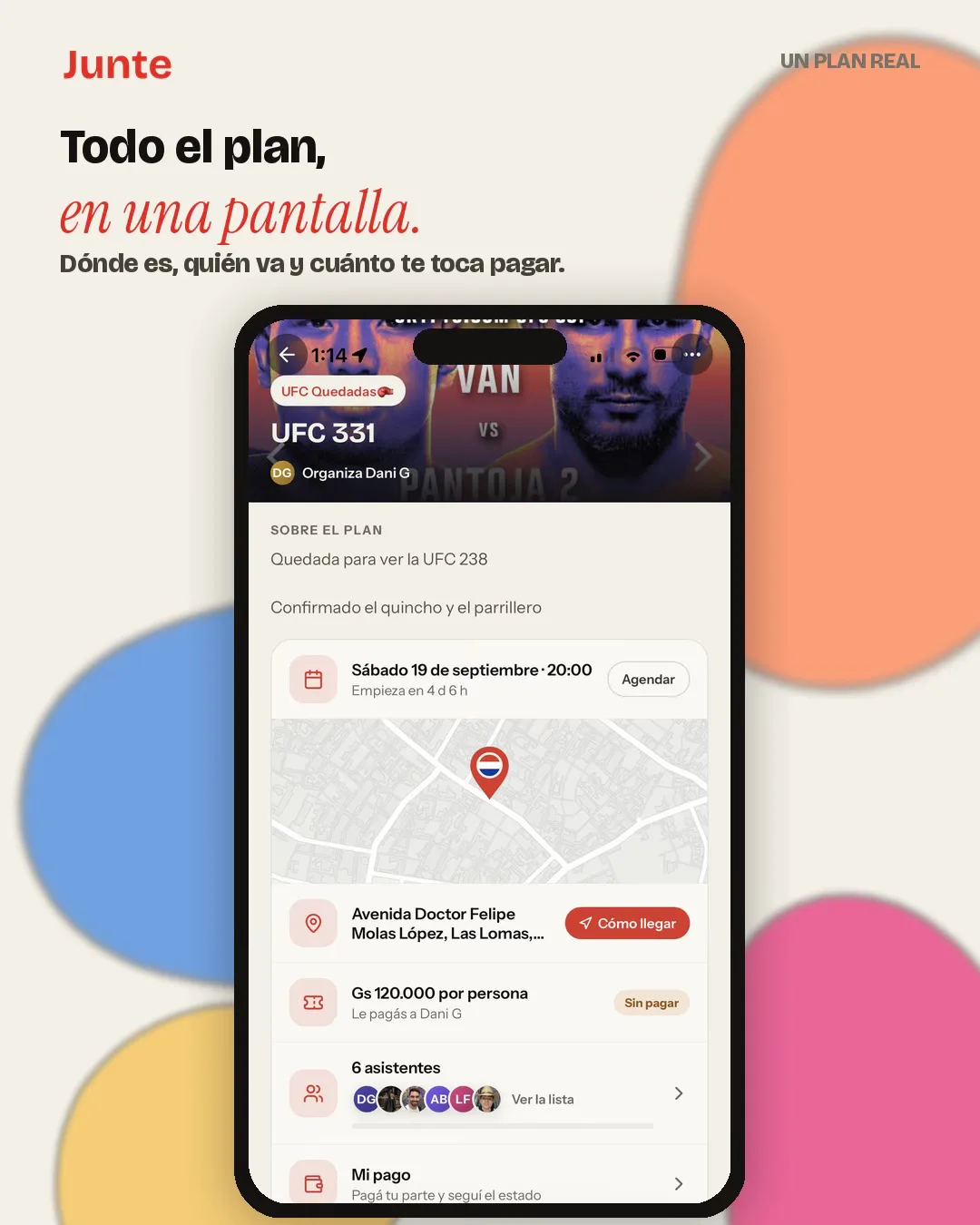 Todo el plan en una pantalla: dónde, quién va y cuánto te toca pagar