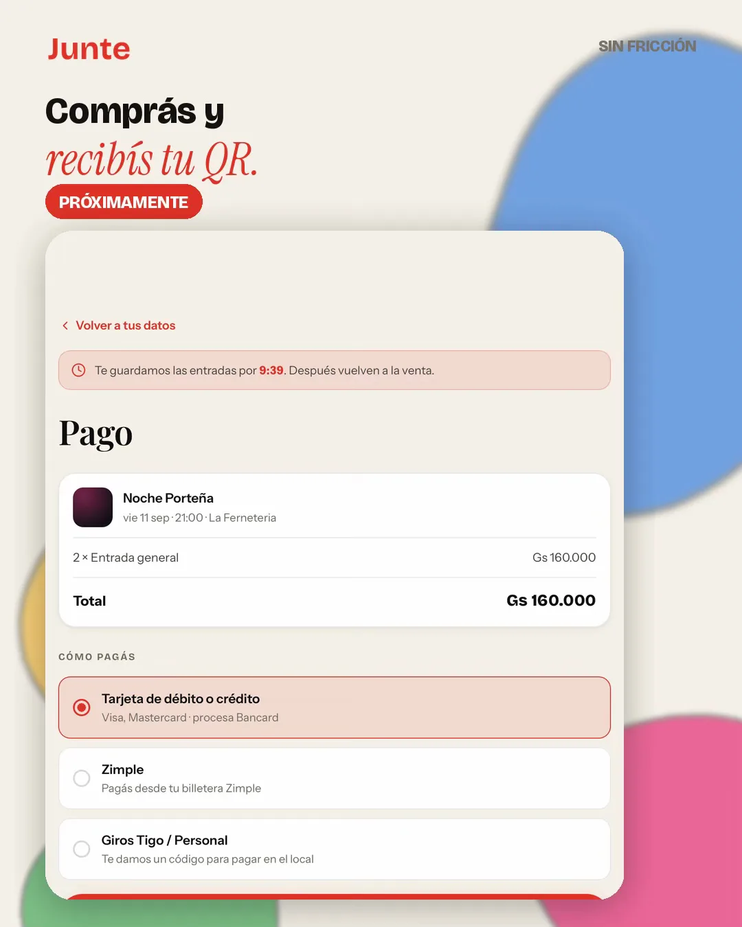Comprás y recibís tu QR sin fricción