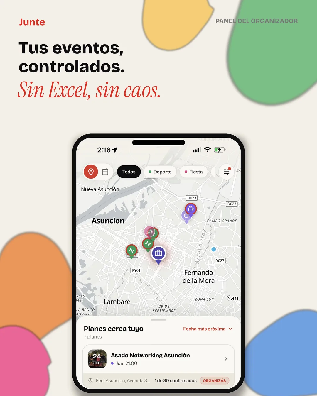 Panel del organizador: tus eventos controlados sin Excel